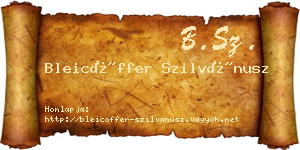 Bleicöffer Szilvánusz névjegykártya